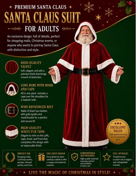 Costume Père Noël pour Adulte | Costumes pour Adultes Le Roi du Carnaval