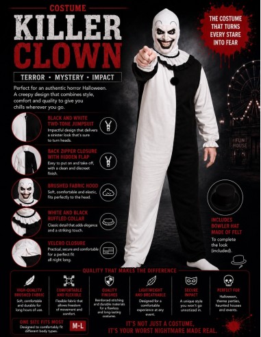 Killer Clown Costume Size L | Adult Costumes The King of Carnival