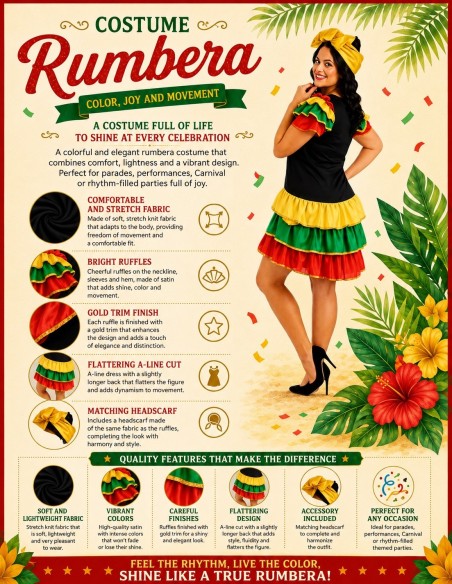 Rumbera Costume Size M | Adult Costumes The King of Carnival