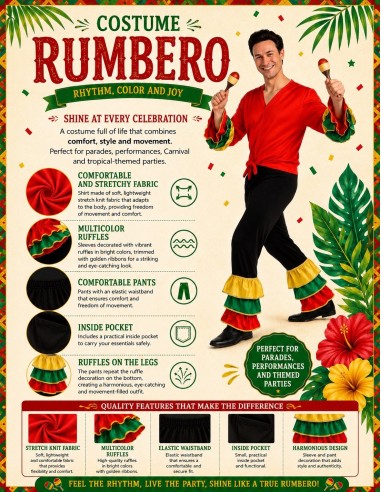 Disfraz Rumbero Talla L | Disfraces Adultos El Rey del Carnaval