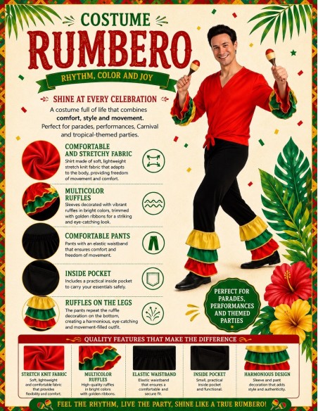 Rumbero Costume Size L | Adult Costumes The King of Carnival