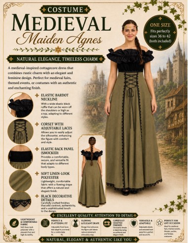 Disfarce medieval fiandeira Agnes Novo