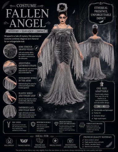 Déguisement Ange Noir Taille M Neuf | Costumes pour Adultes Le Roi du Carnaval