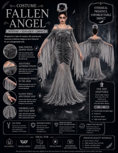 Kostüm Angel Black Size M Neu | Erwachsene kostumiert der König des Karnevals