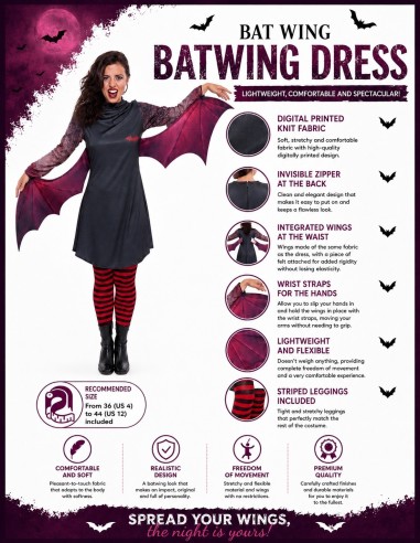 Déguisement de chauve-souris Taille M Neuf | Costumes pour Adultes Le Roi du Carnaval