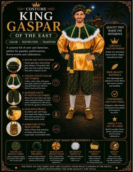 Disfraz Paje Gaspar Talla L Nuevo | Disfraces Adultos El Rey del Carnaval