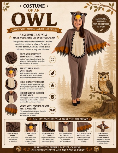 Owl Costume Size L | Adult Costumes The King of Carnival