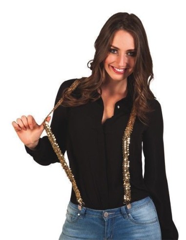 Gold sequin suspenders - high quality, perfect for carnival, themed parties, and special events.