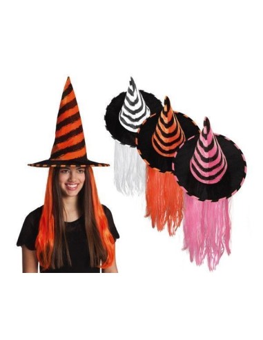 Chapeau de sorcière Rhona pour enfants, 3 couleurs assorties - de haute qualité, idéal pour le carnaval, les fêtes à thème et le