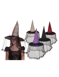 Sombrero bruja ville 4 colores surtidos - de alta calidad, ideal para carnaval, fiestas temáticas y eventos especiales