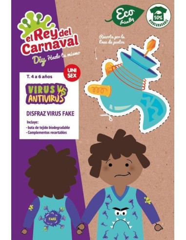 Camisa Virus Azul Fake 3/5 Años - de alta calidad, ideal para carnaval, fiestas temáticas y eventos especiales