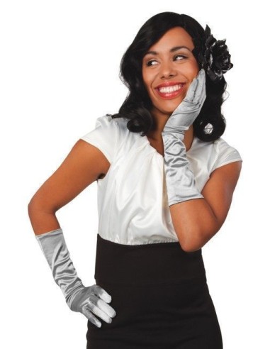 Monte Carlo Silver Elbow-Length Gloves - high quality, ideal for carnival, themed parties, and special events