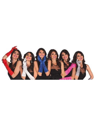 Elbow-length Hollywood gloves in 6 colors - high quality, ideal for carnival, themed parties, and special events.