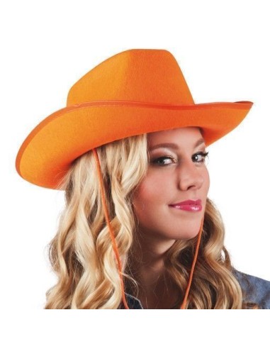 Orange felt cowboy hat - high quality, ideal for carnival, themed parties, and special events