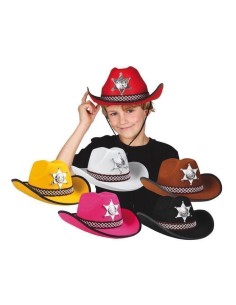 Sombrero sheriff junior 6 colores surtid - de alta calidad, ideal para carnaval, fiestas temáticas y eventos especiales