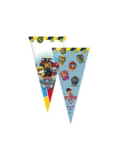 6 Sacos cônicos de 20x40 da Patrulha Canina - de alta qualidade, ideal para carnaval, festas temáticas e eventos especiais.