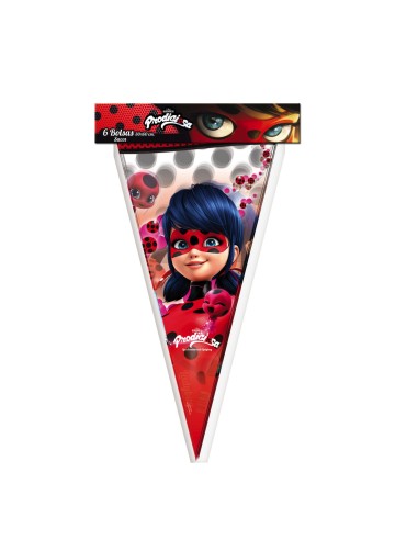 6 bolsas cono 20x40 ladybug - de alta calidad, ideal para carnaval, fiestas temáticas y eventos especiales