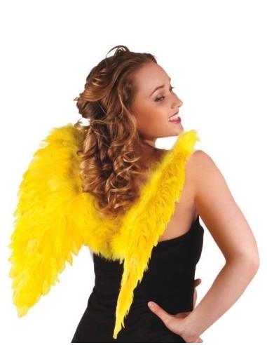 Yellow feather wings 50x50cm - high quality, ideal for carnival, themed parties, and special events